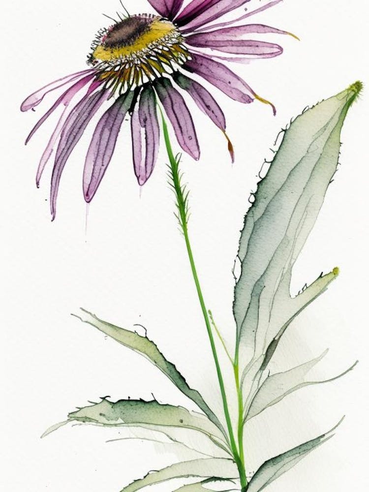 Echinacea Herb Minimalist Watercolour 1