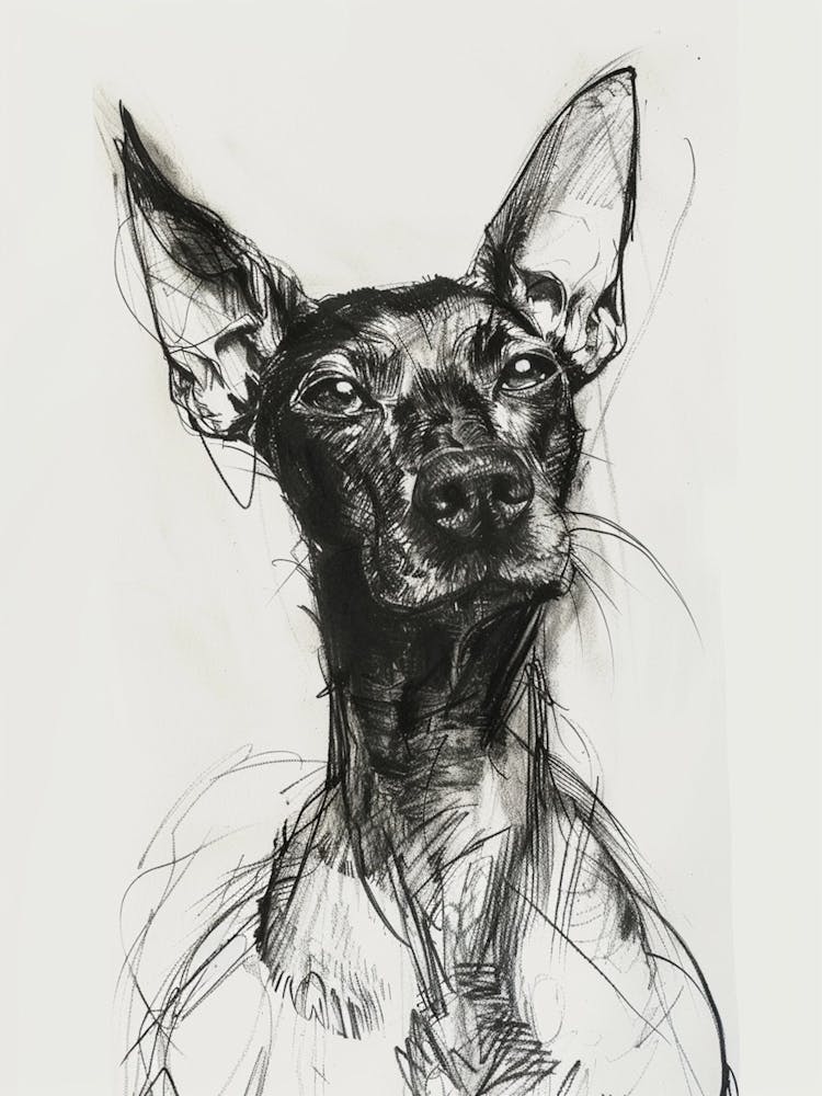 Pinscher Kohlestrichzeichnung 1