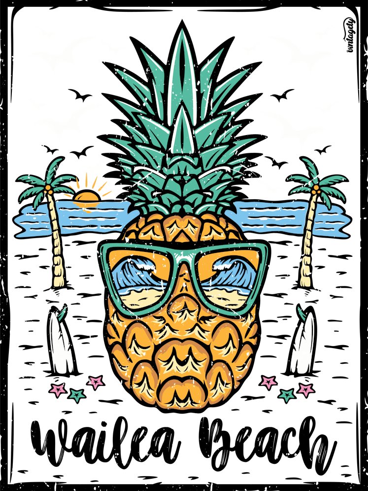 Retro Wailea Beach Maui Hawaii