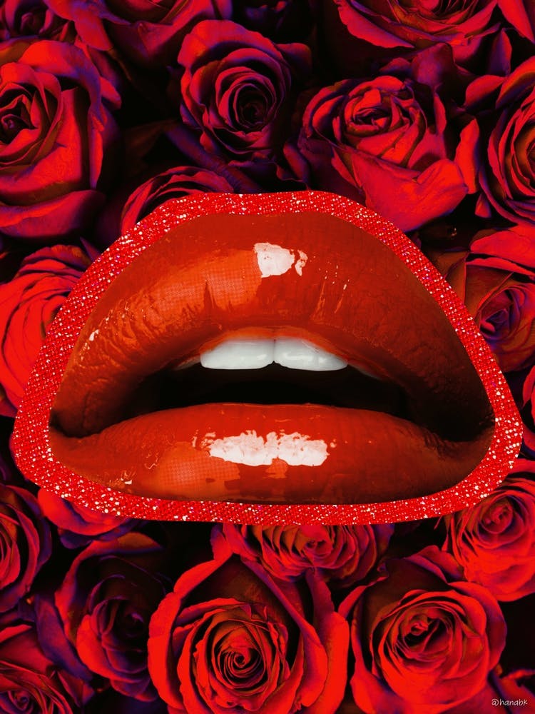 Red Rose Bold Glitter Collage Red