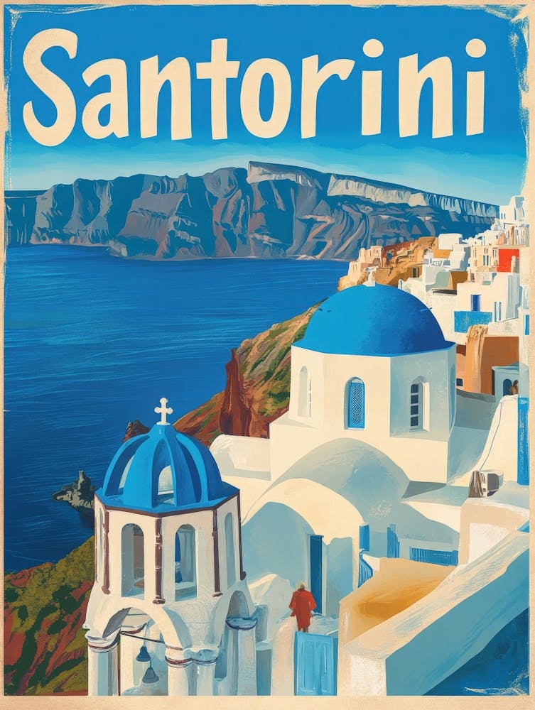Aihrgdesign A Vintage Travel Poster Of Santorini 3
