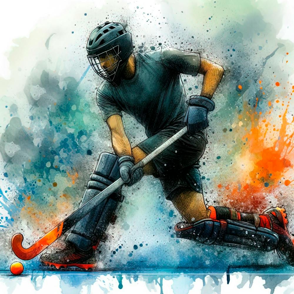 Ice hockey player in watercolor 7