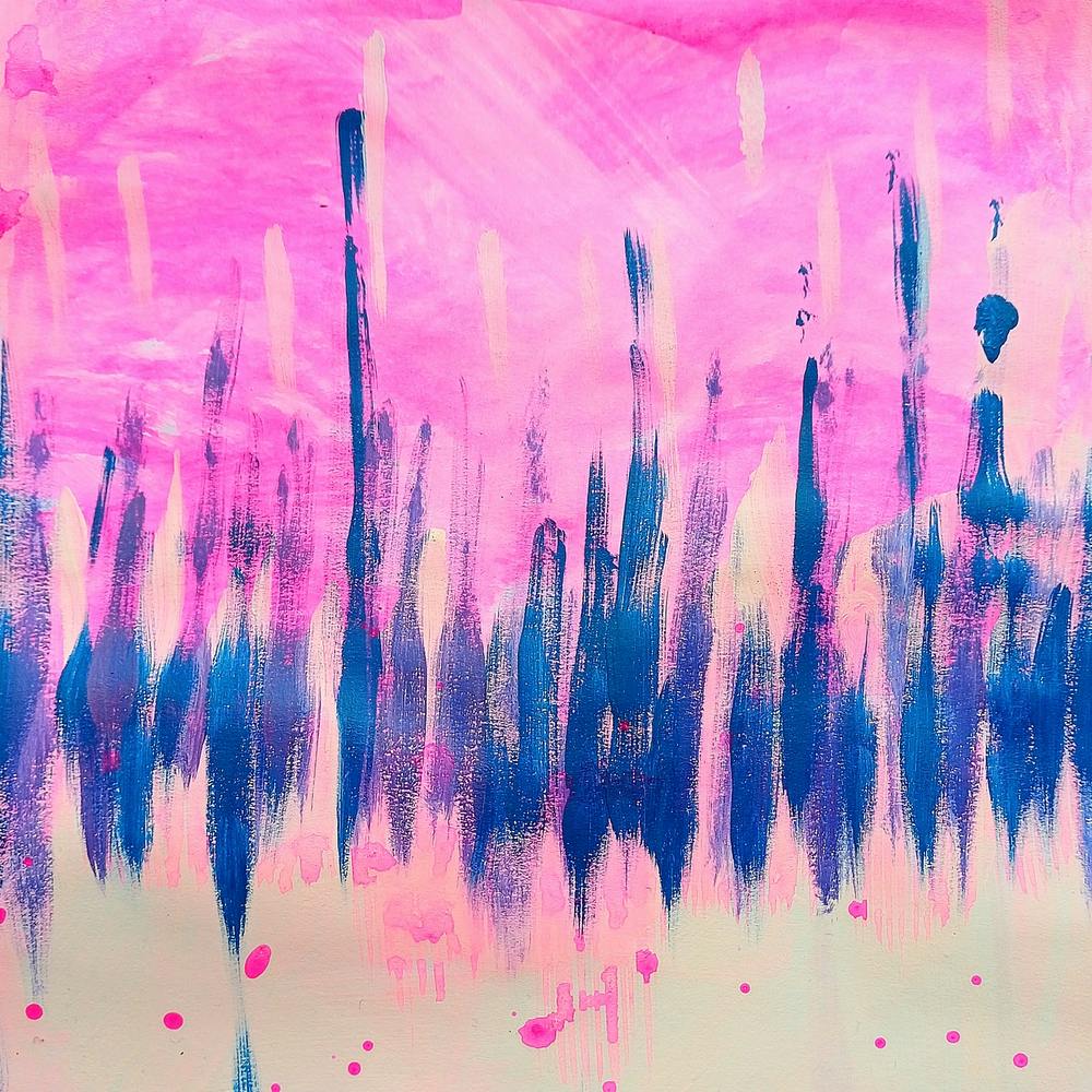 Abstract Painting Pink and Blue