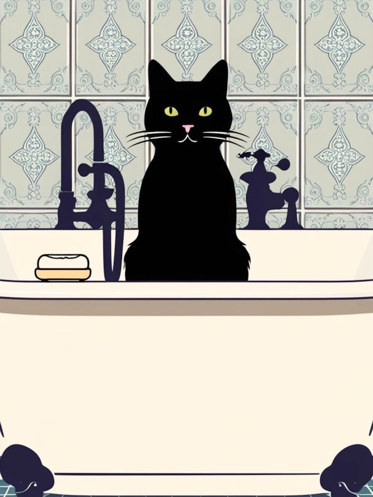 Black Cat In Bathtub 10