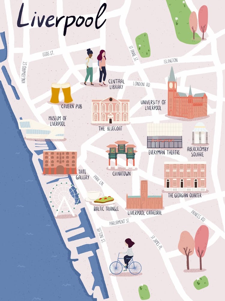 Liverpool City Map Illustration