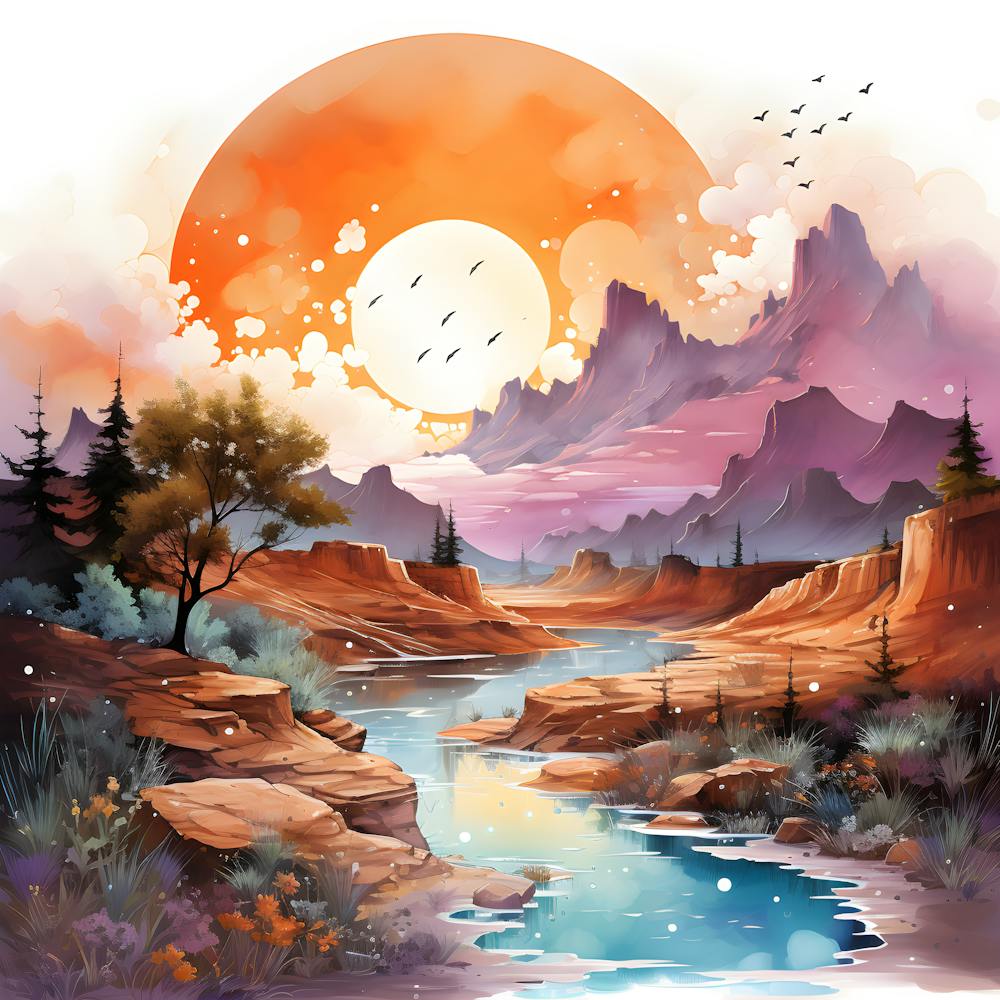 Vibrant Horizons Abstract Landscape Art