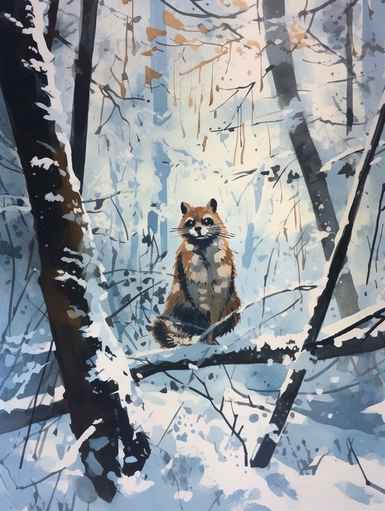 Winter Raccoon 1 Illustration