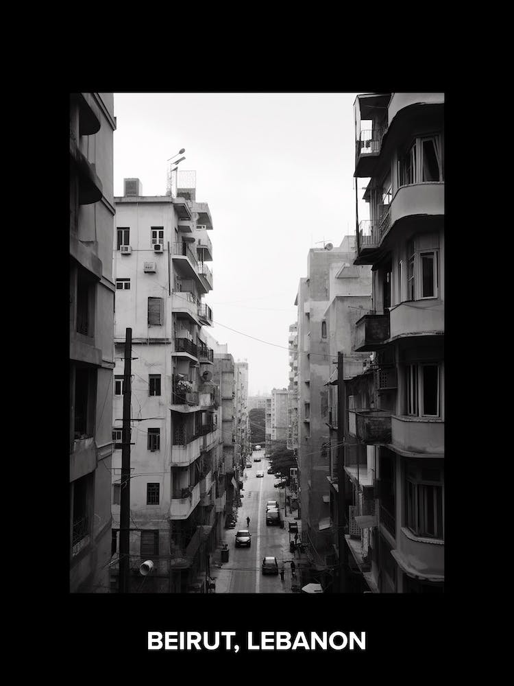 Poster Of Beirut, Lebanon, Mediterranean Black And White Photography Analogue 5