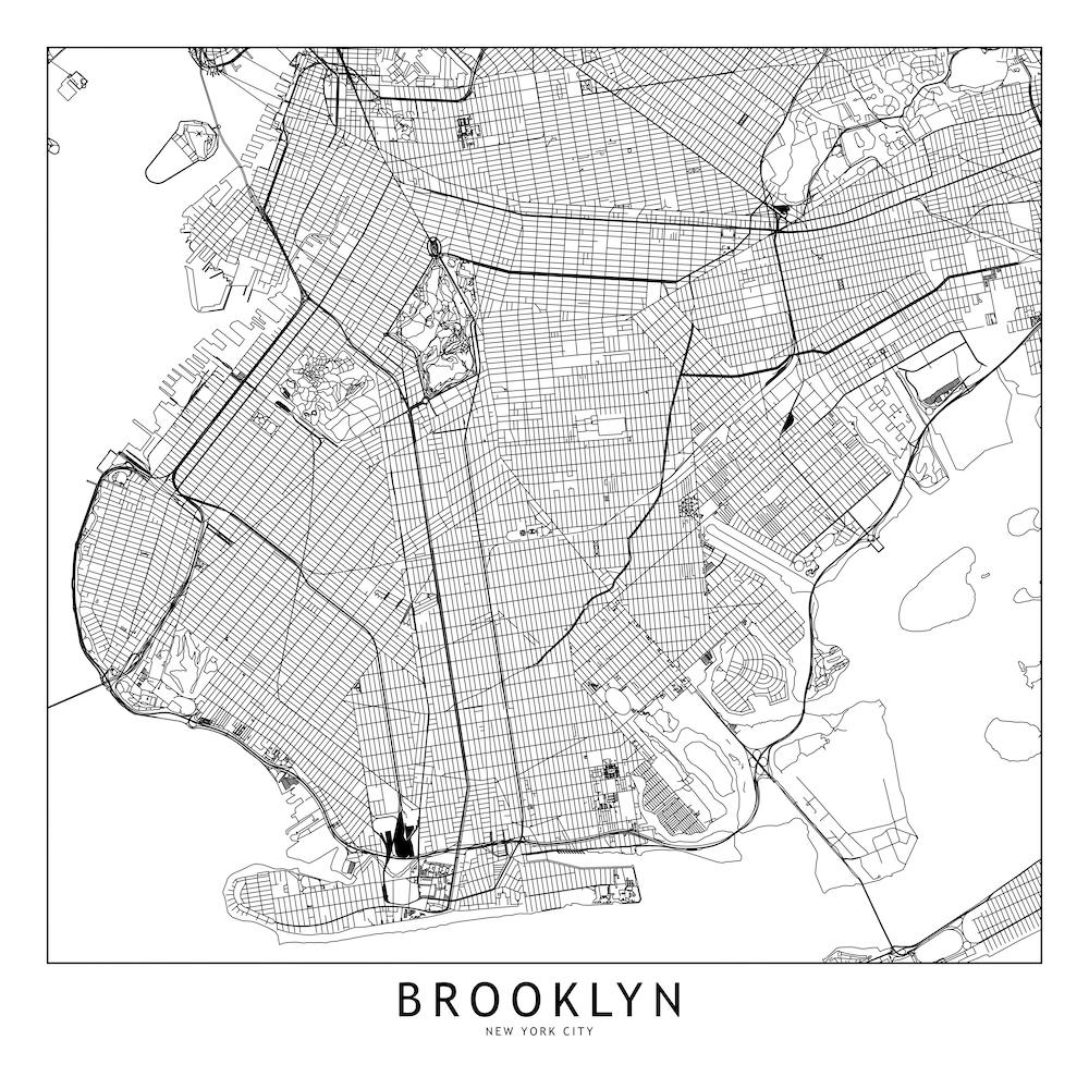 Brooklyn White Map Square
