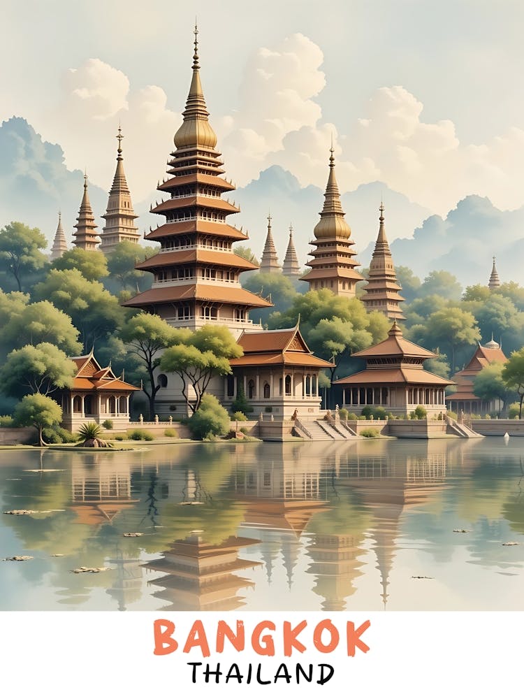 Bangkok - Thailand Vintage Travel Poster 8