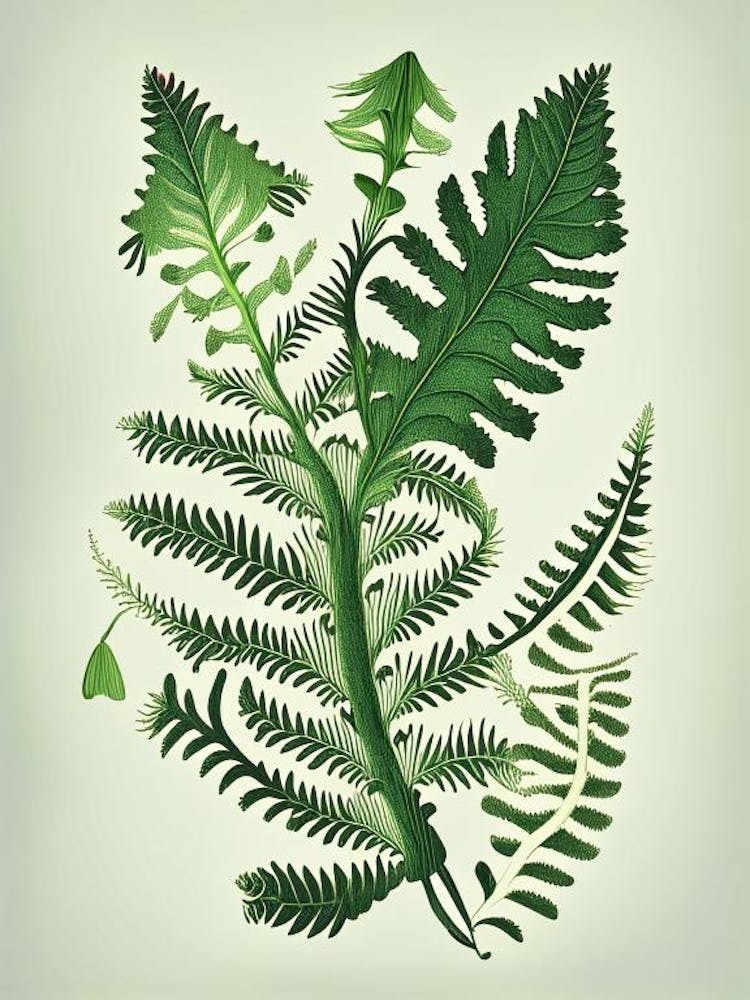 Maidenhair Spleenwort Vintage Botanical Poster
