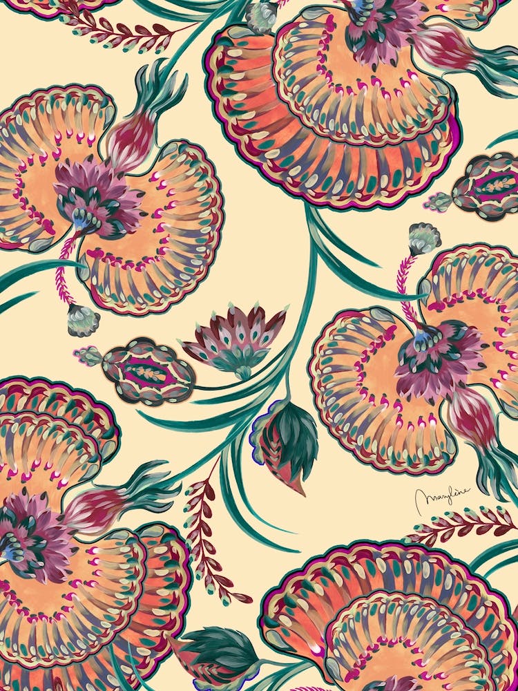 Eastern Painted Floral Pattern