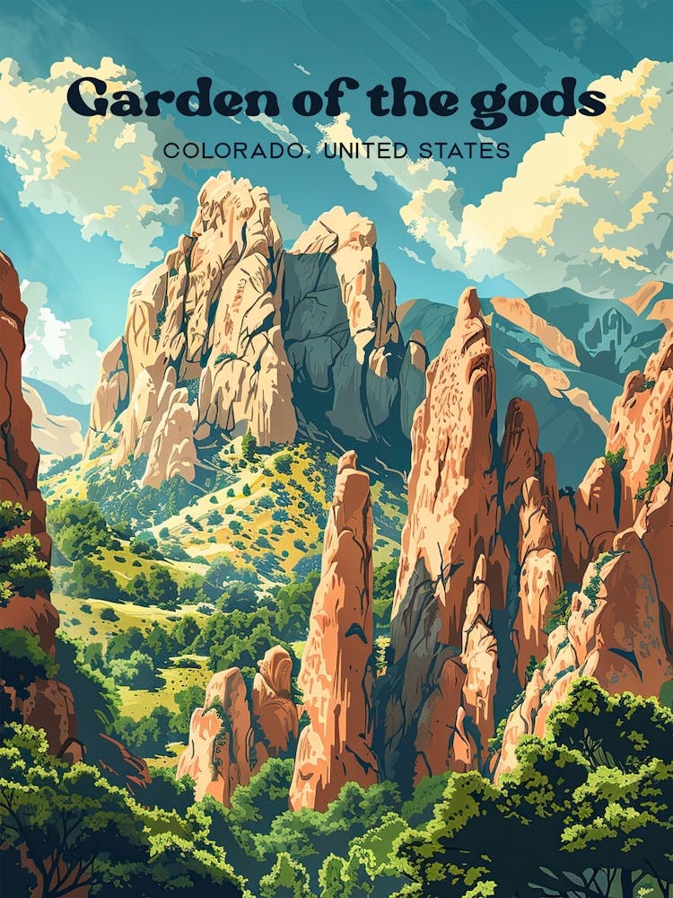 Garden Of The Gods Colorado National Landmark Travel Art