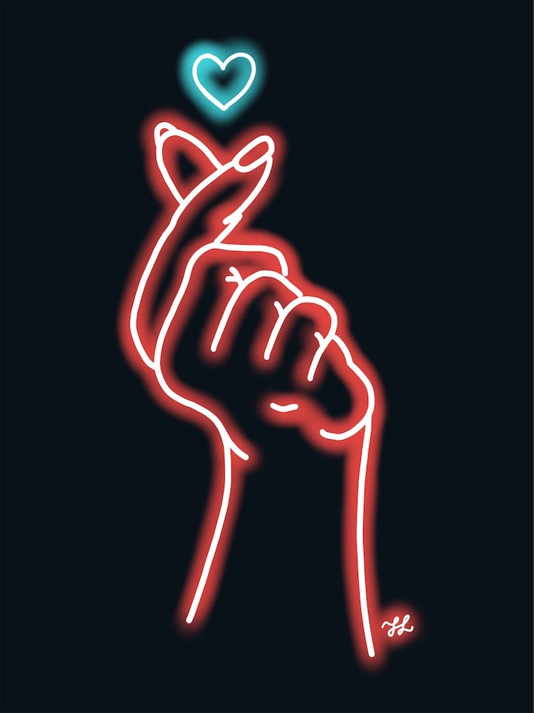 Red Neon Hand Heart