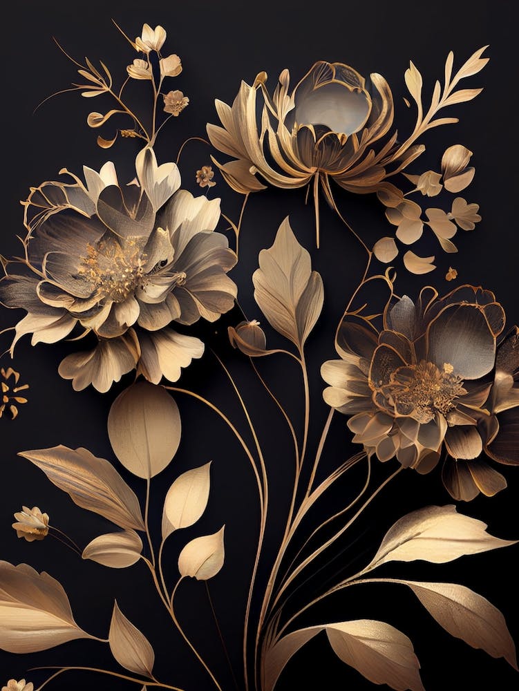 Elegant Gold Flowers Vintage