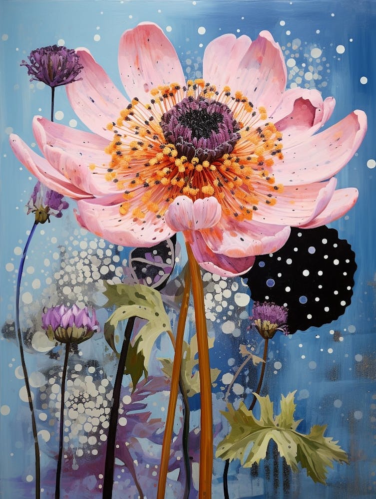 Surreal Florals Scabiosa 1 Flower Painting