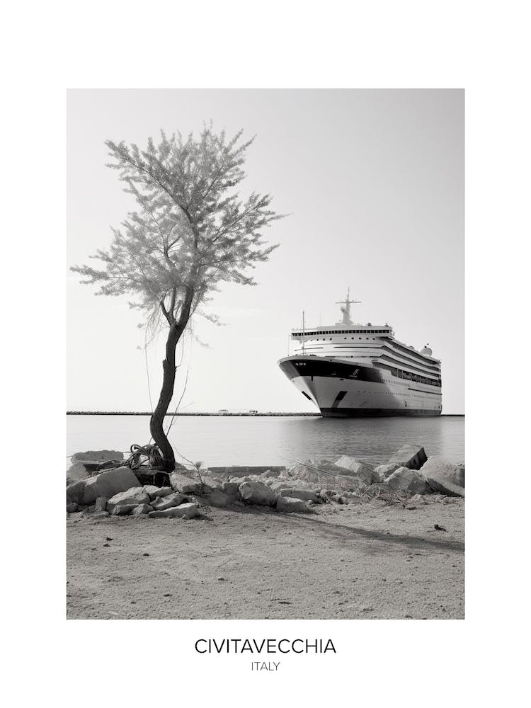 Poster Of Civitavecchia, Italy, Black And White Photo 2