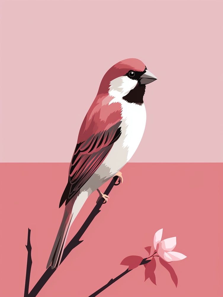 Illustration minimaliste Moineau domestique 4
