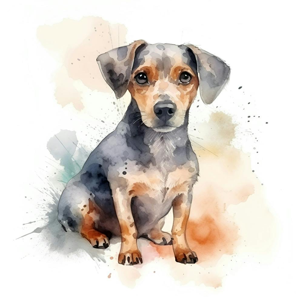 Cute Little Puppy In A Watercolor