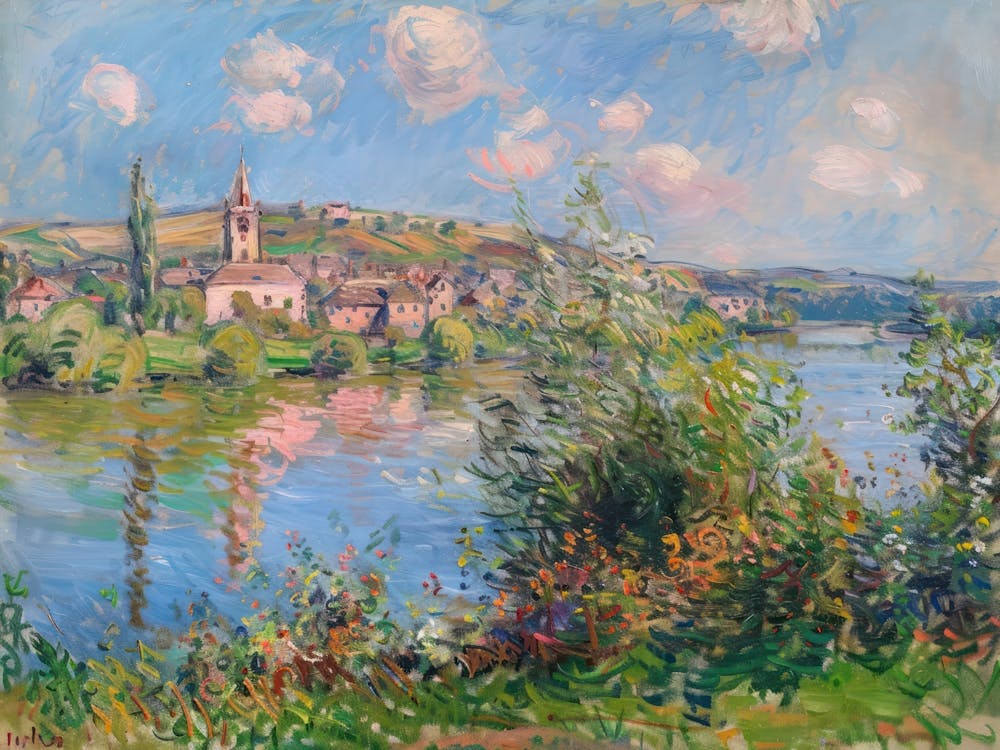 Village Oasis Painting Inspired By Paul Cezanne