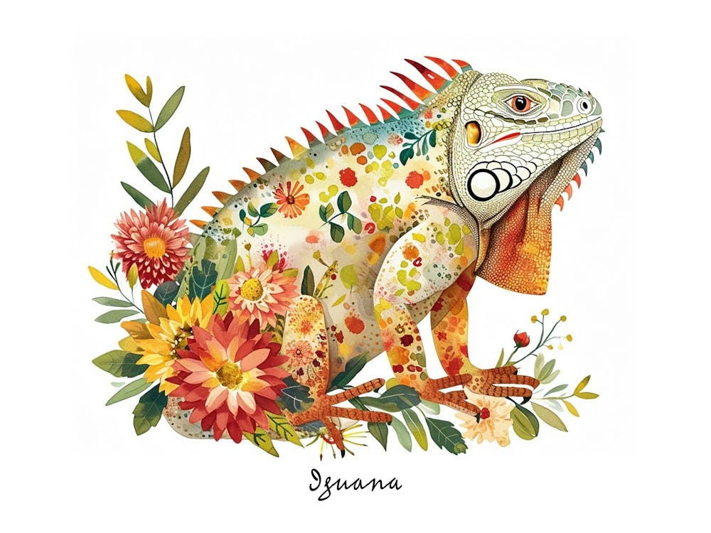 Kleiner floraler Leguan 2 Poster