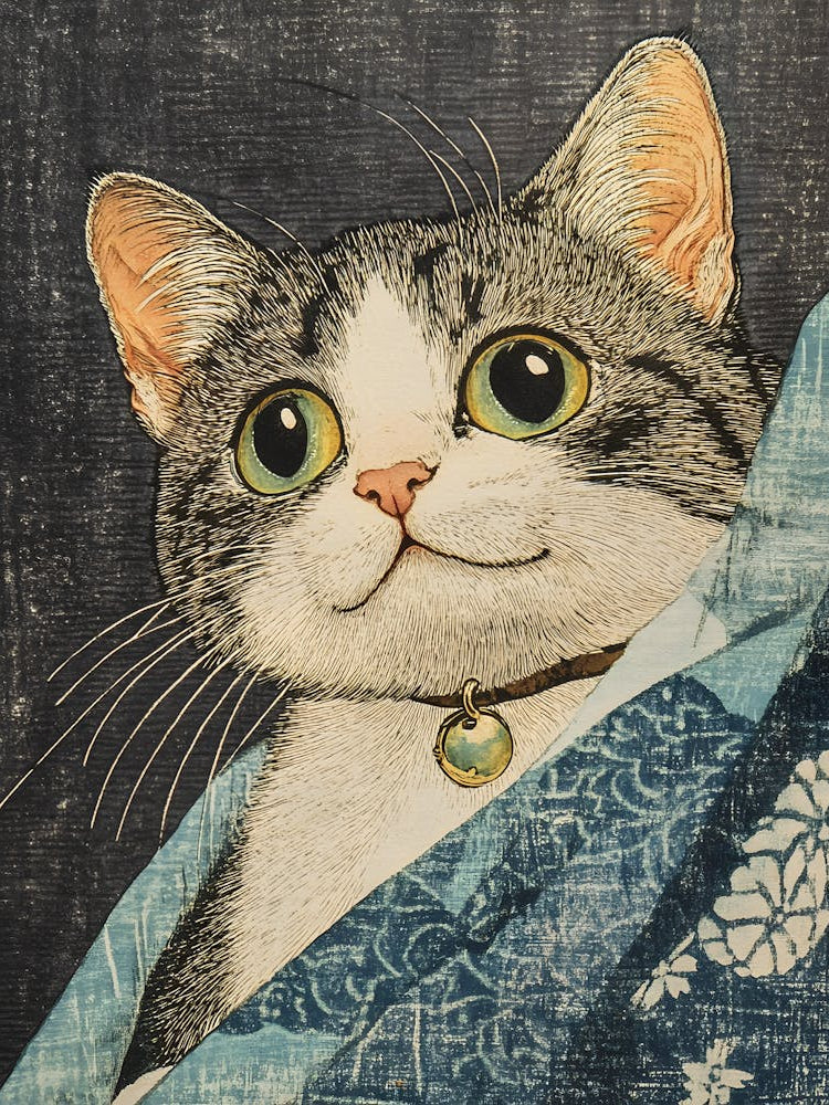 Cat In Kimono