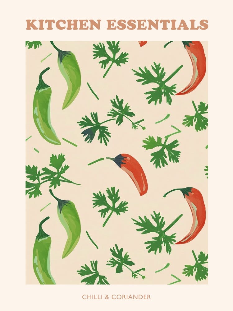 Chilli & Coriander Pattern Poster