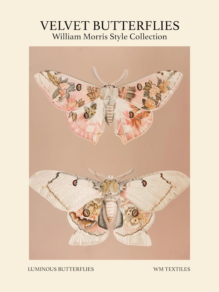 Velvet Butterflies Collection Luminous Butterflies William Morris Style 7