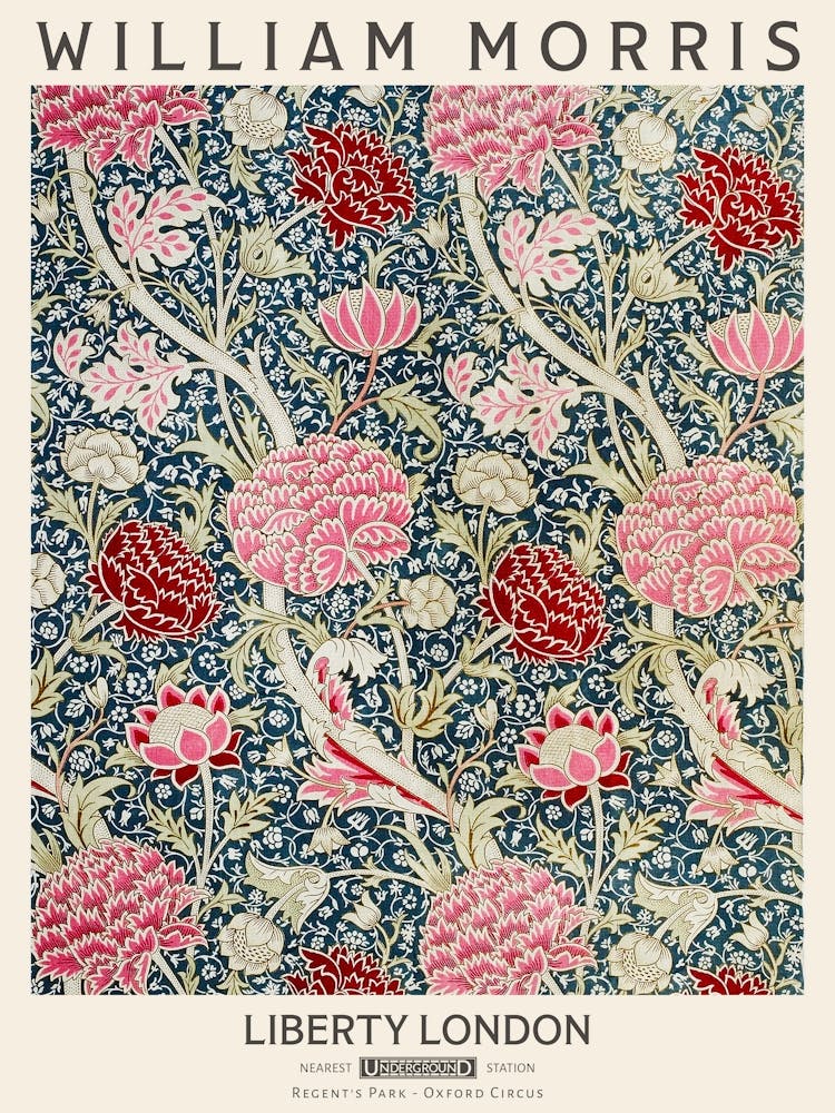 Liberty Print William Morris Cray Red Pink