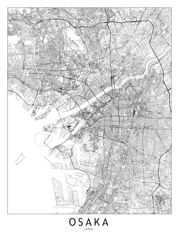 Osaka White Map