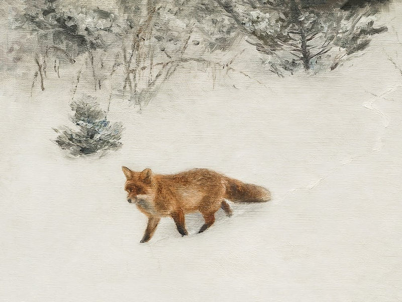 Fox In The Snow Vintage Winter Art