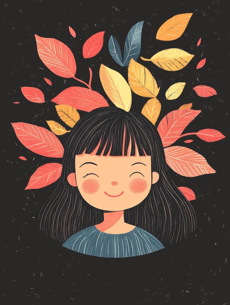 Girl With Leaves On Her Head 3
