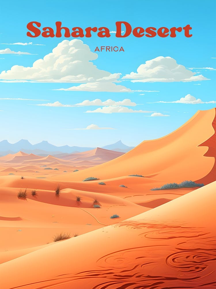 Sahara Desert Egypt Dune Modern Travel Illustration