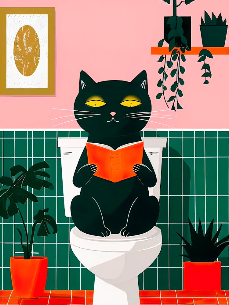 Cat Reading A Book