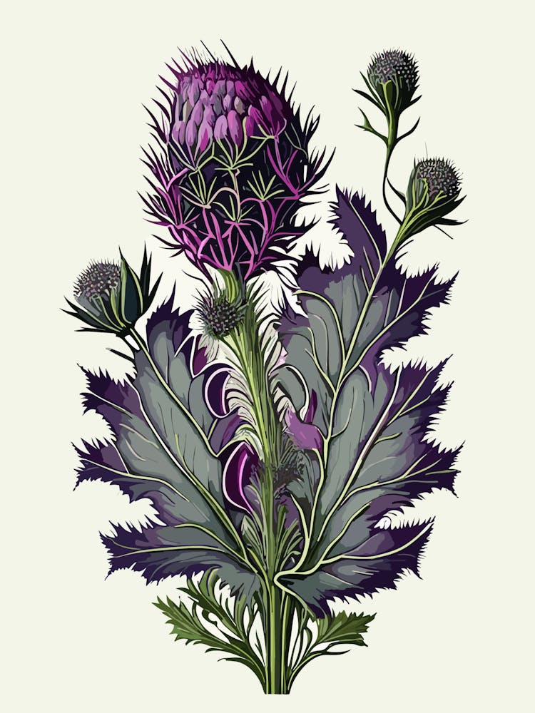 Thistle Wildflower Vintage Botanical 2