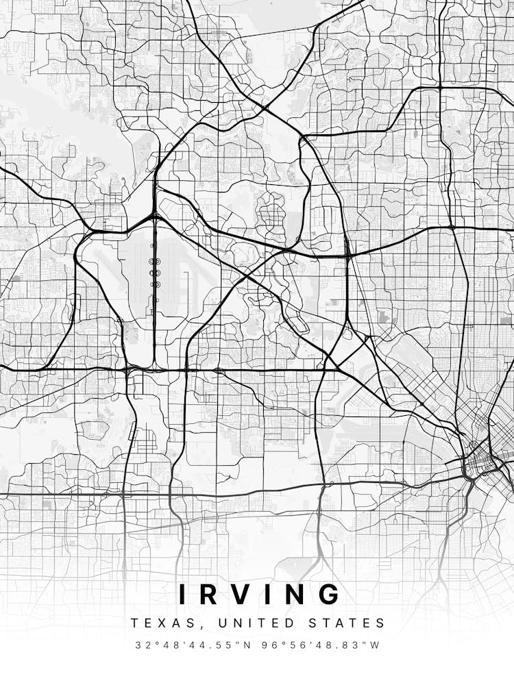Irving Texas United States White Map