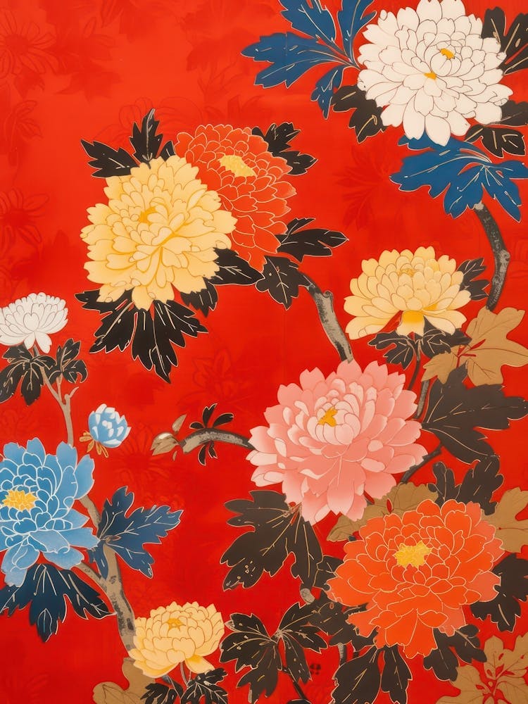 Großes Japan Hokusai Japanisches Blumenmuster 12