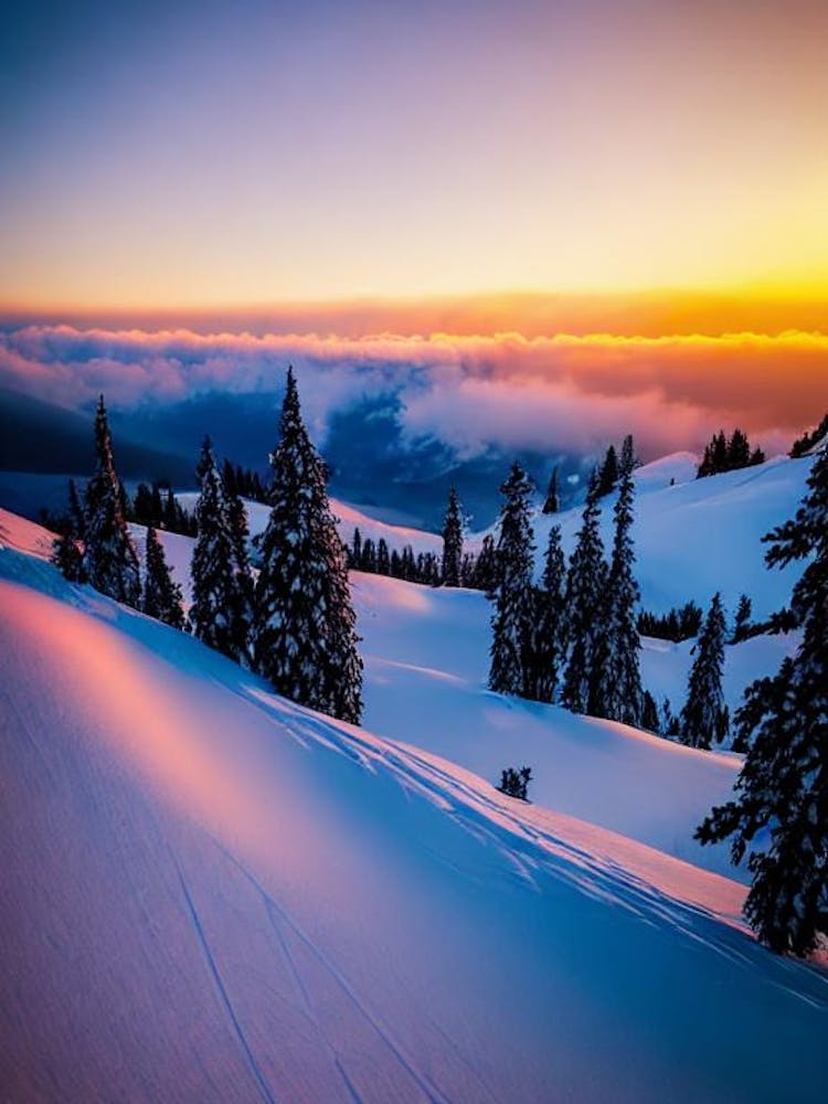 El Colorado, Chile Sunrise Skiing Poster