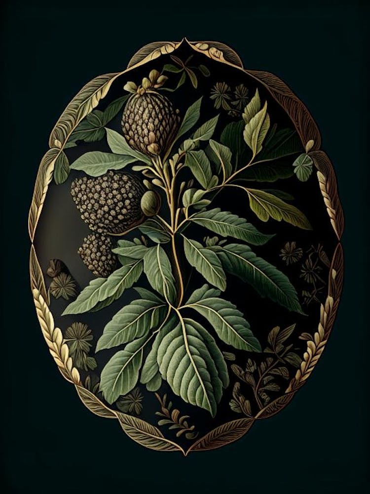 Black Walnut Herb Vintage Botanical