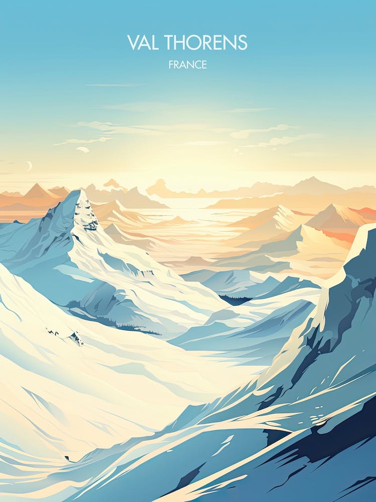 Poster Of Val Thorens   France, Ski Resort Illustration 3