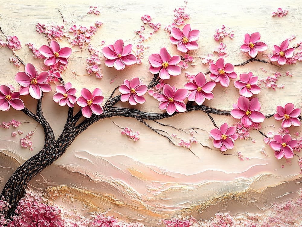 3d Picture Of A Tree With Pink Flowers Background 4