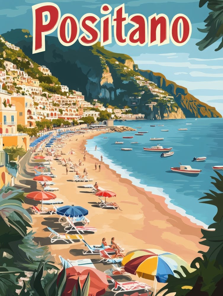 Aihrgdesign A Classic 1960s Travel Poster For Positano 4