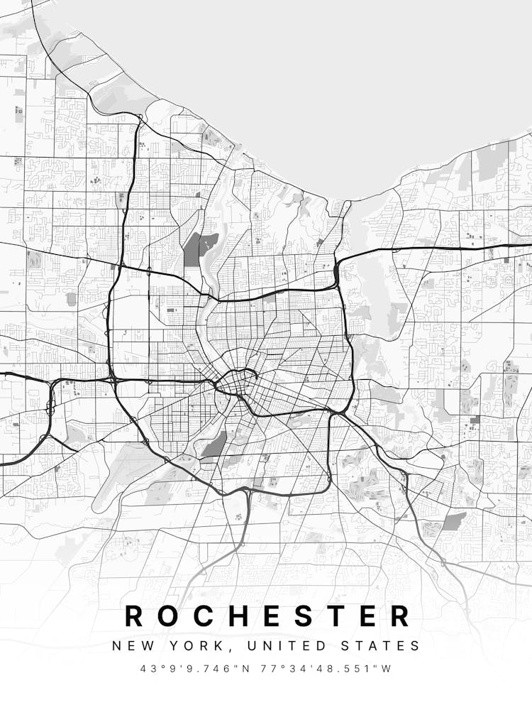 Rochester New York USA White Map
