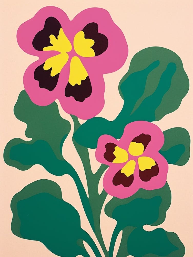 Cut Out Style Flower Art Wild Pansy