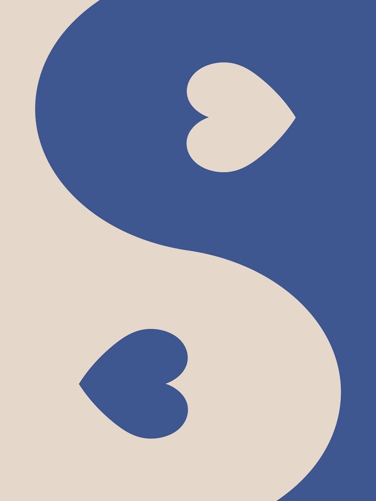 Yin And Yang Heart Blue Poster