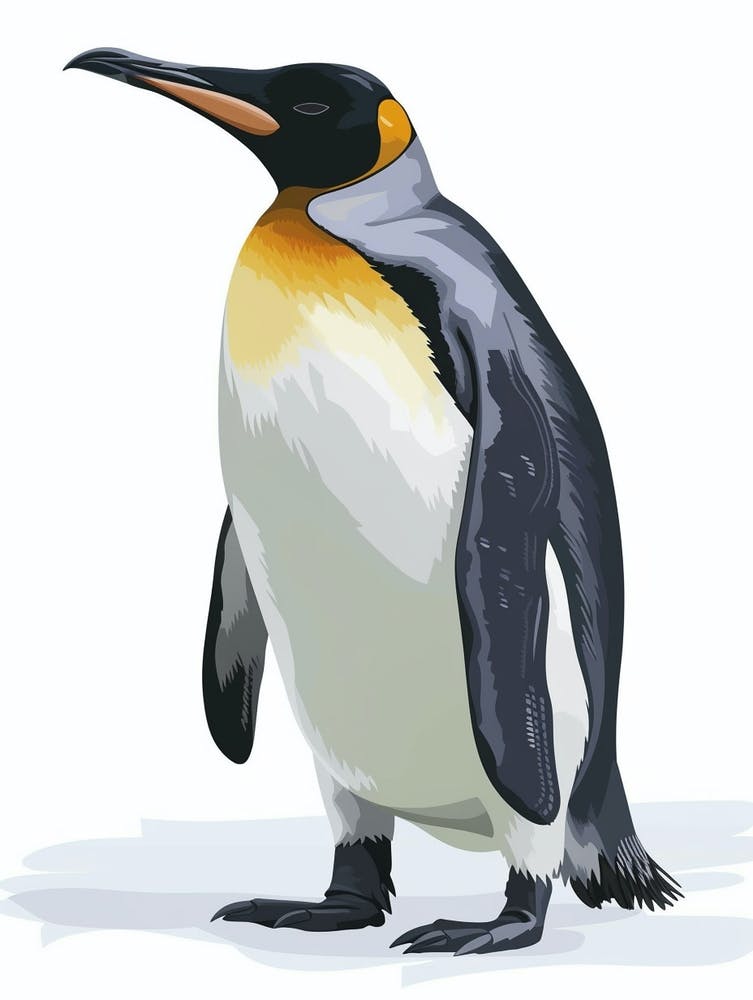 Emperor Penguin Floreana Island Minimalist Illustration 4