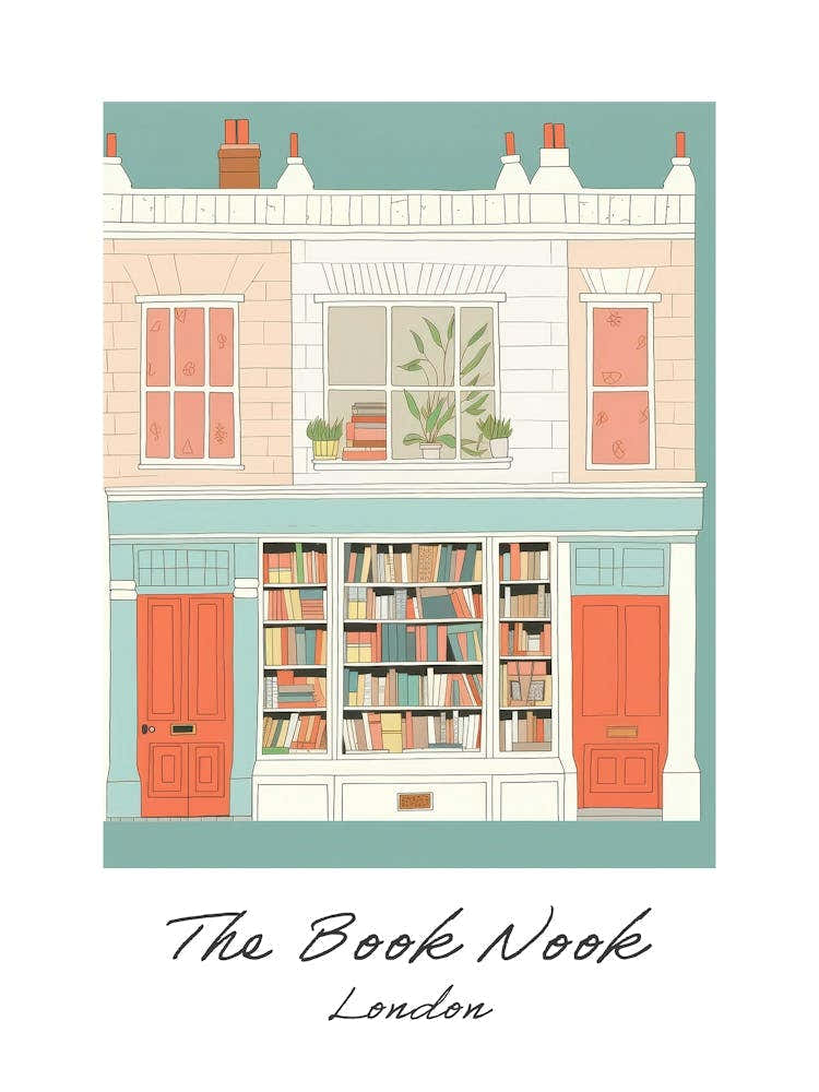 London The Book Nook Pastel Colours 3 Poster