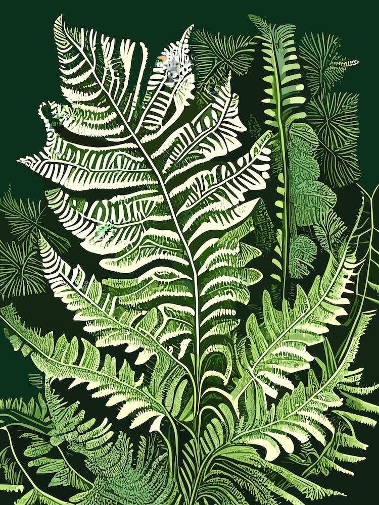 Lady Fern 4 Vintage Botanical Poster