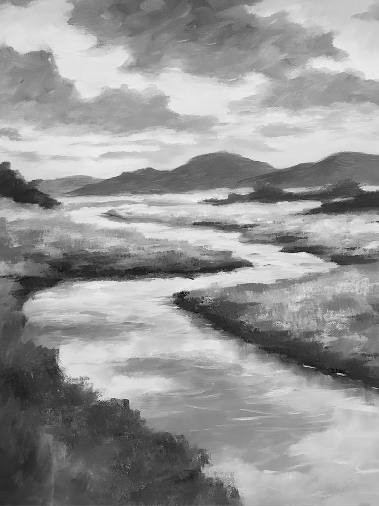 Fluss in Schwarz und Weiß