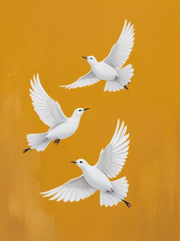 Love Birds On Mustard Background (1)